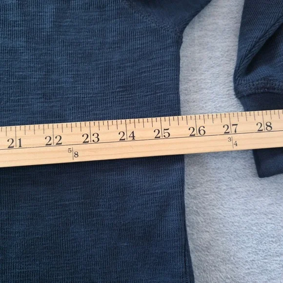 Orvis Mens XL Navy Blue Textured Quarter Zip Pullover Sweater Fish Logo - Picture 7 of 8